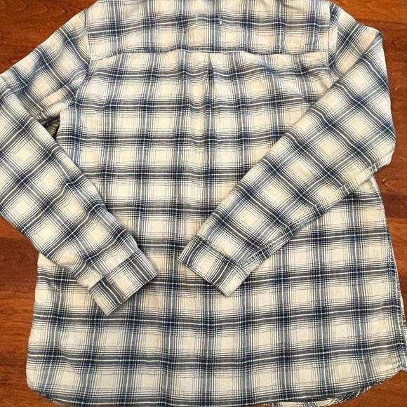 Madewell Cream/Blue Plaid Shirt Long Sleeve Size Medium Country Western Vibe - Picture 6 of 7